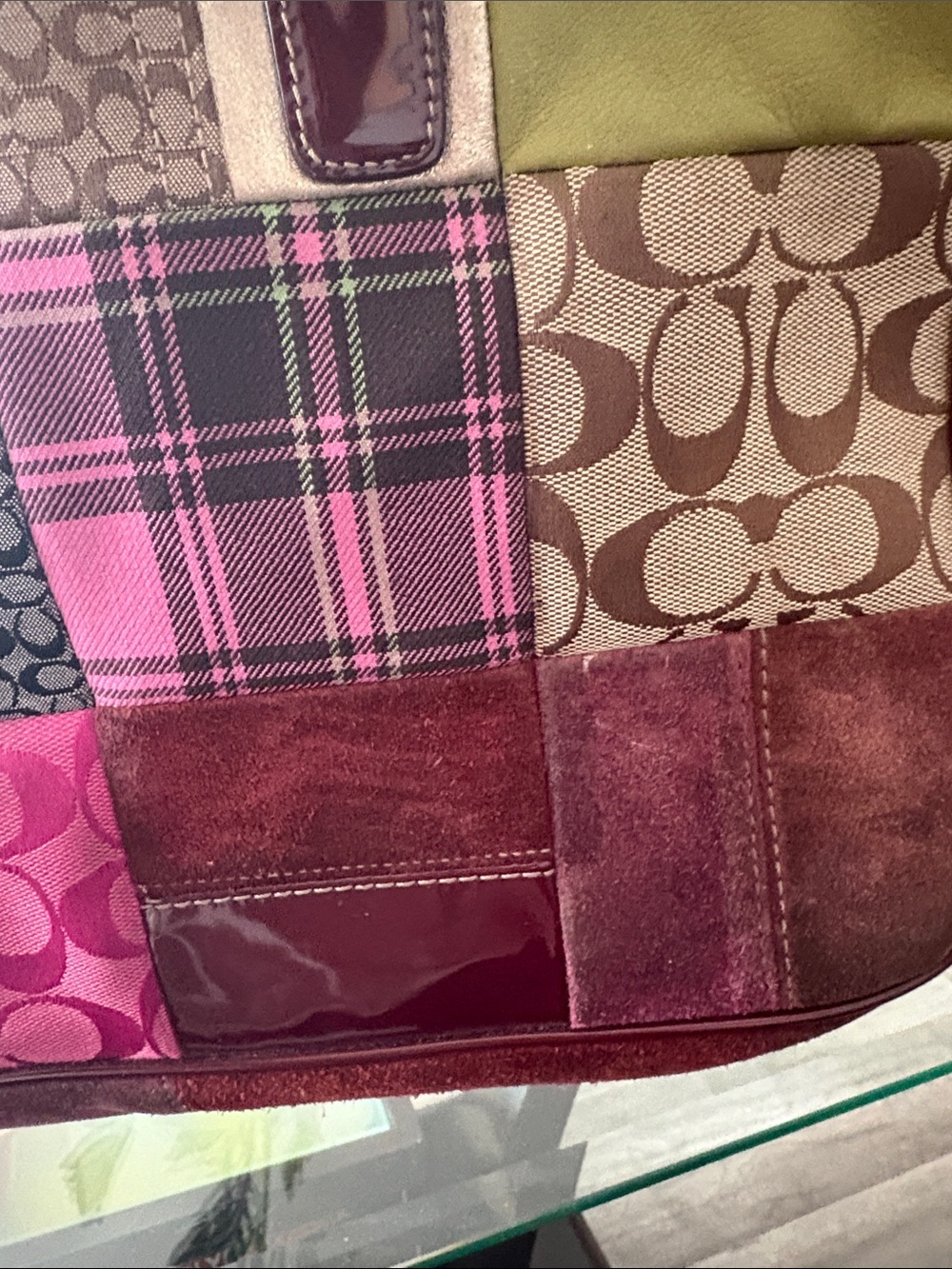 Coach Patchwork Pink Tote Bag with Burgundy Trim - Picture 11 of 11
